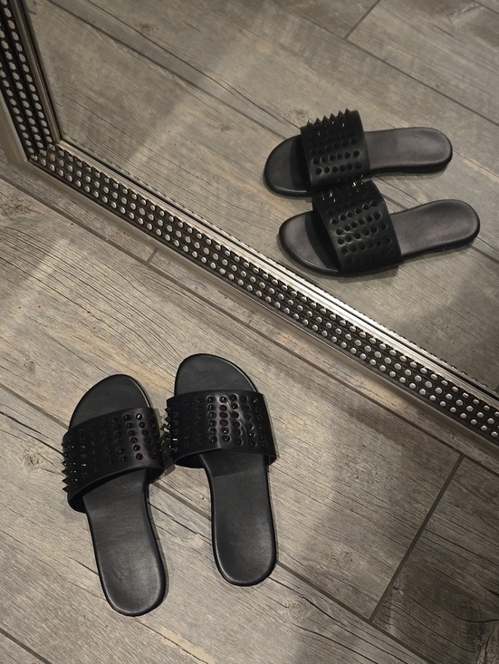 The Unbranded Brand Shoes - Studded Black Slide Sandals